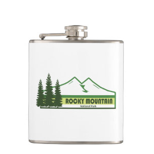 Rocky Mountain National Park Green Stripes Hip Flask