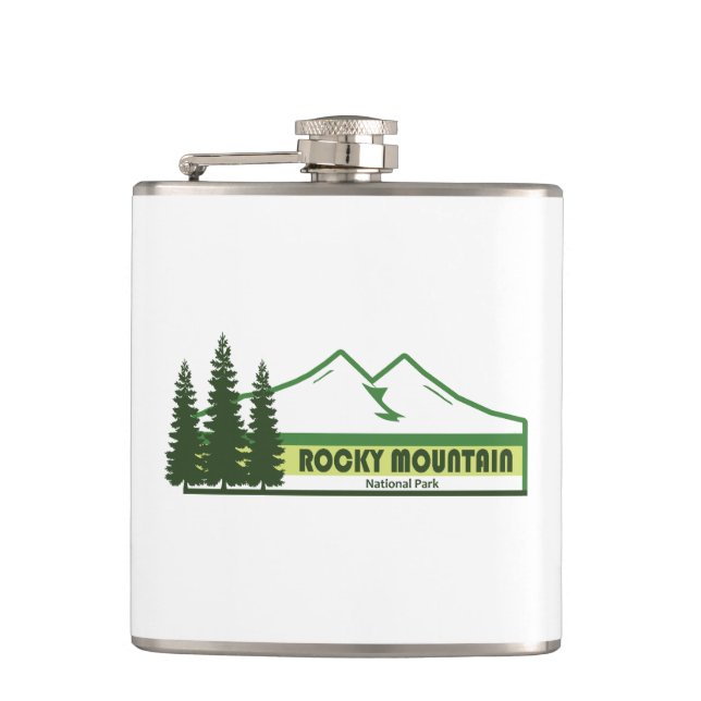 Rocky Mountain National Park Green Stripes Hip Flask (Front)