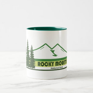 Rocky Mountain National Park Green Stripes Two-Tone Coffee Mug