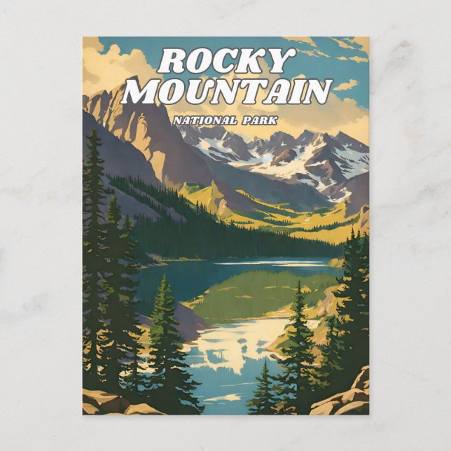 Rocky Mountain National Park illustration retro De Postcard (Front)