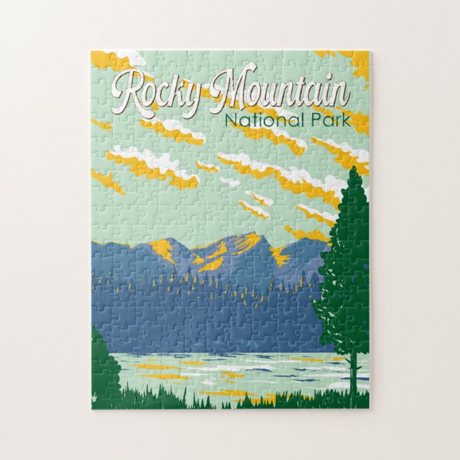 Rocky Mountain National Park Illustration Travel Jigsaw Puzzle (Vertical)