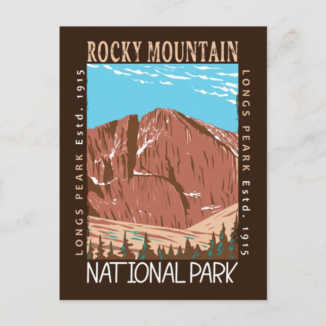 Rocky Mountain National Park Longs Peak Distressed Postcard (Front)