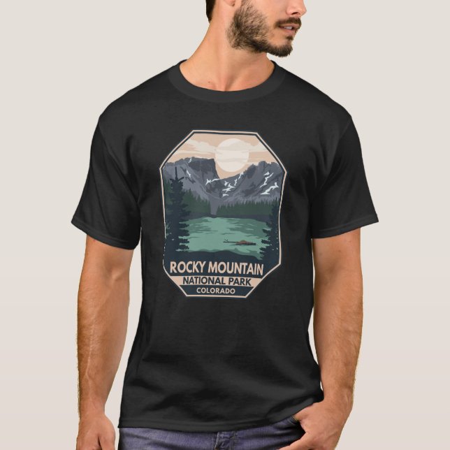 Rocky Mountain National Park Minimal Retro Emblem T-Shirt (Front)