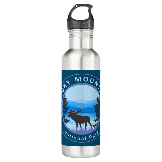 Rocky Mountain National Park Moose 710 Ml Water Bottle (Front)