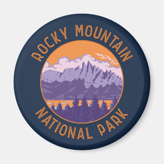 Rocky Mountain National Park Retro Distressed Art Magnet (Front)