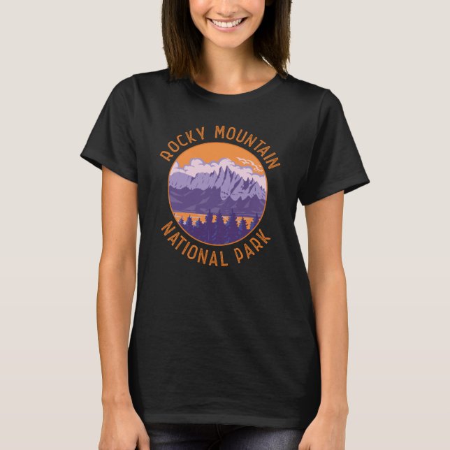 Rocky Mountain National Park Retro Distressed Art T-Shirt (Front)