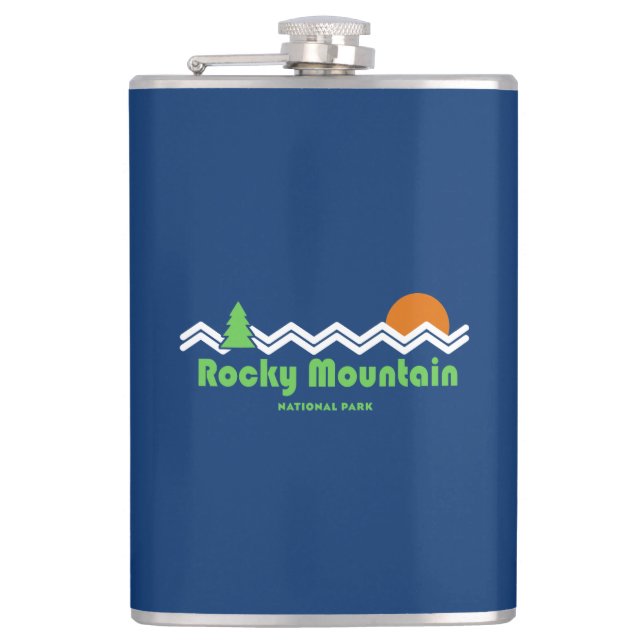 Rocky Mountain National Park Retro Hip Flask (Front)