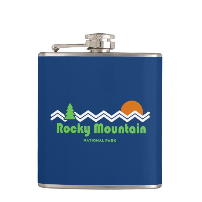 Rocky Mountain National Park Retro Hip Flask (Front)