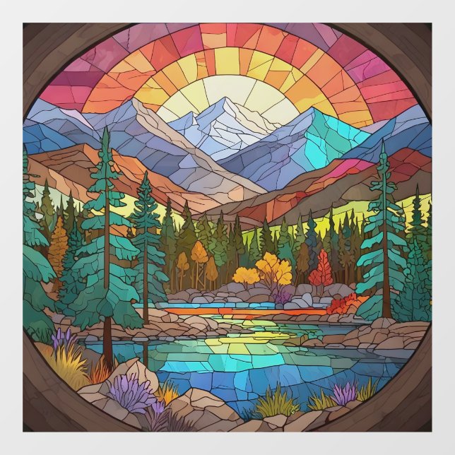 Rocky Mountain National Park Stained Glass Rockies Window Cling (Sheet)