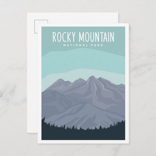 Rocky Mountain National Park Travel Illustration Postcard (Front/Back)