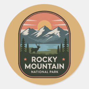 Rocky Mountain National Park Vintage Badge Classic Round Sticker