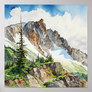 Rocky Mountain National Park Watercolor Poster