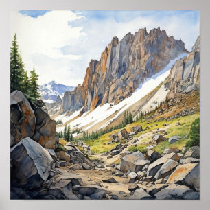 Rocky Mountain National Park Watercolor Poster