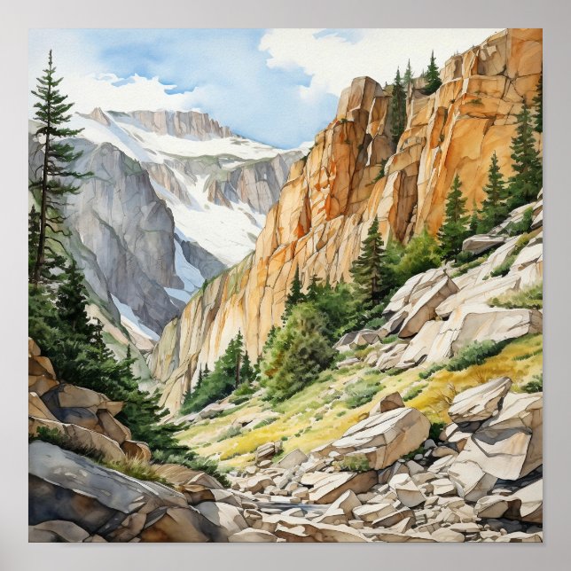 Rocky Mountain National Park Watercolor Poster (Front)