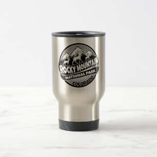 Rocky Mountain Park Colorado black logo steel mug