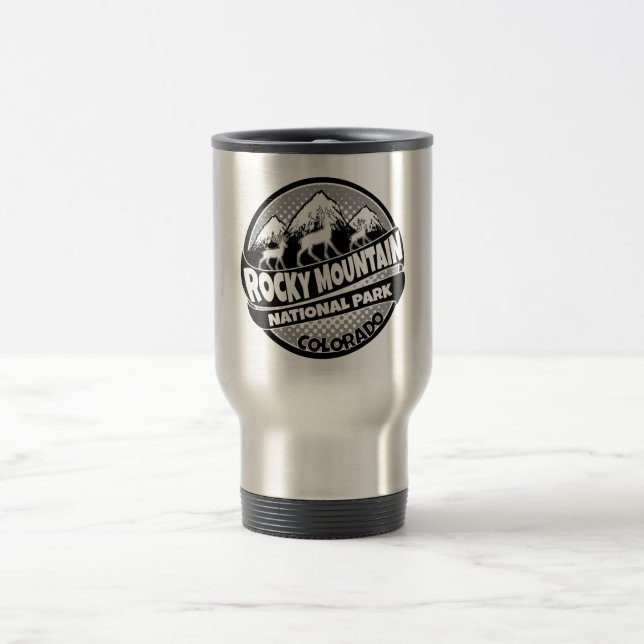 Rocky Mountain Park Colorado black logo steel mug (Center)