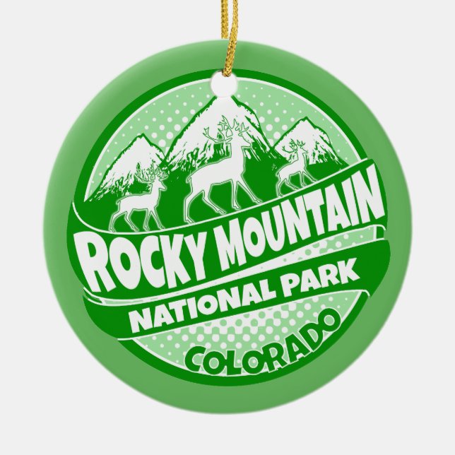 Rocky Mountain Park Colorado green ornament (Front)