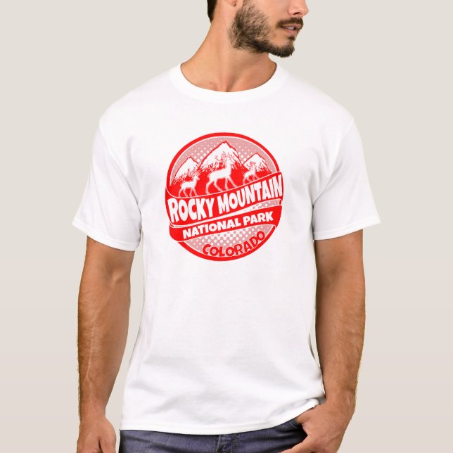 Rocky Mountain Park Colorado red logo tshirt (Front)