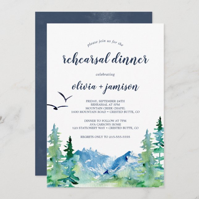 Rocky Mountain Rehearsal Dinner Invitation (Front/Back)