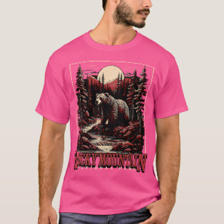 Rocky Mountain Retro National Parks Camping Hiker  T-Shirt