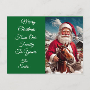 Rocky Mountain Santa and His Horse  Holiday Postcard
