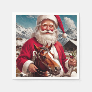 Rocky Mountain Santa and His Horse Napkin