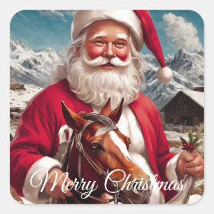 Rocky Mountain Santa and His Horse Square Sticker