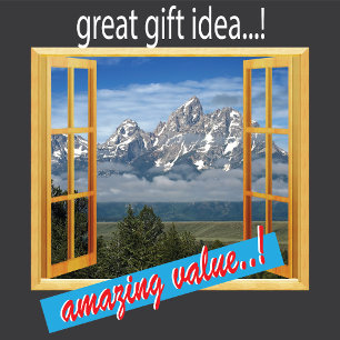 Rocky Mountain Snow Top Faux Fake Window View Poster
