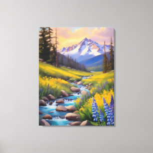 Rocky Mountain Spring Meadow Sunshine Lupins Creek Canvas Print