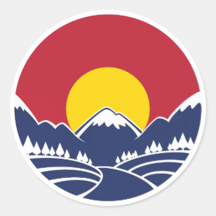 Rocky Mountain Sunset Logo Classic Round Sticker