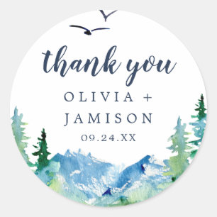 Rocky Mountain Thank You Wedding Favour Sticker