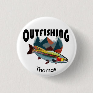 Rocky Mountain Trout Fishing "Outfishing" 3 Cm Round Badge