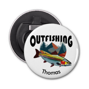 Rocky Mountain Trout Fishing "Outfishing" Bottle Opener
