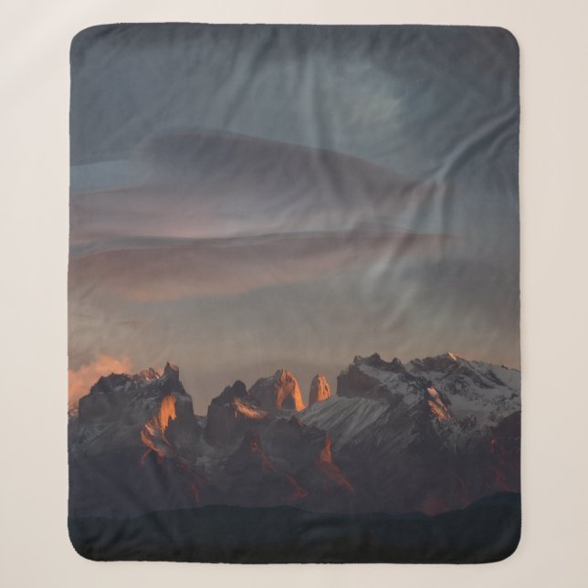 ROCKY MOUNTAIN UNDER GRAY CLOUDS SHERPA BLANKET (Front)