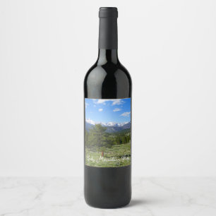 Rocky Mountain View Scenic Landscape Wine Label