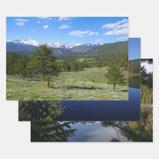 Rocky Mountain View Scenic Landscape Wrapping Paper Sheet (Set)