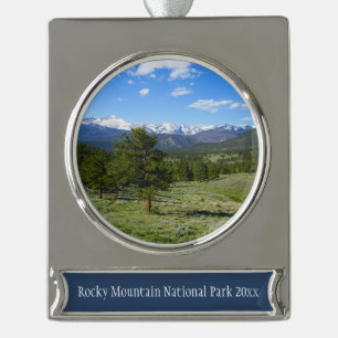 Rocky Mountain View Silver Plated Banner Ornament