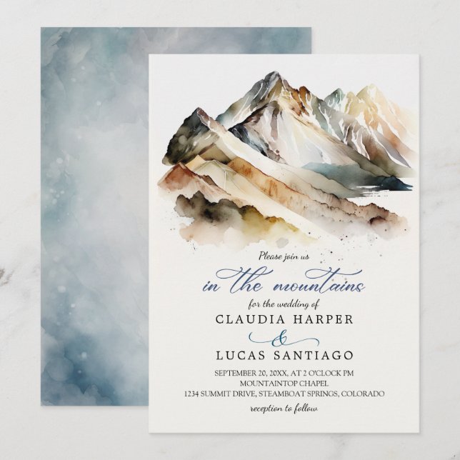 Rocky Mountain Wedding Invitation (Front/Back)