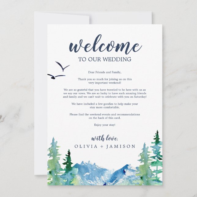 Rocky Mountain Wedding Welcome Letter & Itinerary (Front)
