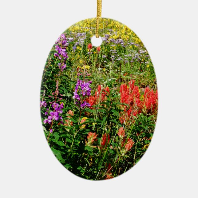 Rocky Mountain Wildflowers Ceramic Tree Decoration (Front)