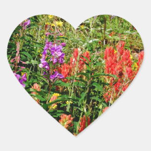 Rocky Mountain Wildflowers Heart Sticker