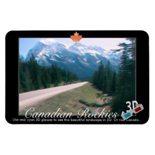 Rocky Mountains Canada 3D Red Cyan Anaglyph Photo Magnet