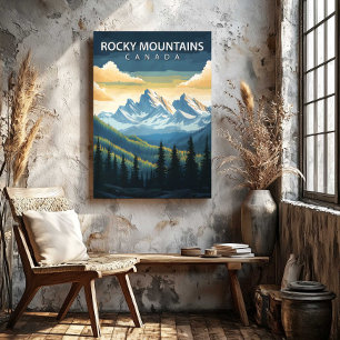 Rocky Mountains Canada Travel Poster Canvas Art