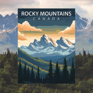 Rocky Mountains Canada Vintage Travel Postcard