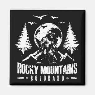 Rocky Mountains Colorado Bigfoot Vintage Hiking Magnet
