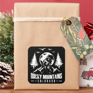 Rocky Mountains Colorado Bigfoot Vintage Hiking Square Sticker