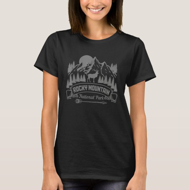 Rocky Mountains Colorado National Park Hiking Elk  T-Shirt (Front)