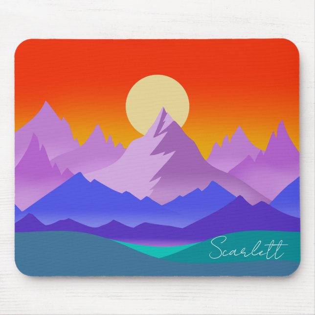 Rocky Mountains Golden Hour Sun Art Mouse Mat (Front)