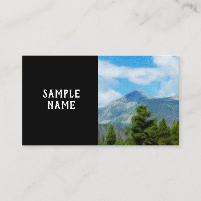 Rocky Mountains landscape  nature art on black Business Card (Front)