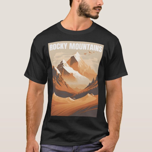 Rocky Mountains Minimalist Landscape T-Shirt (Front)